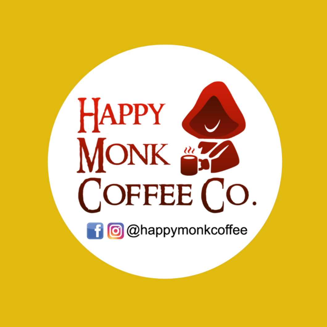 Happy Monk Coffee Sticker - Round